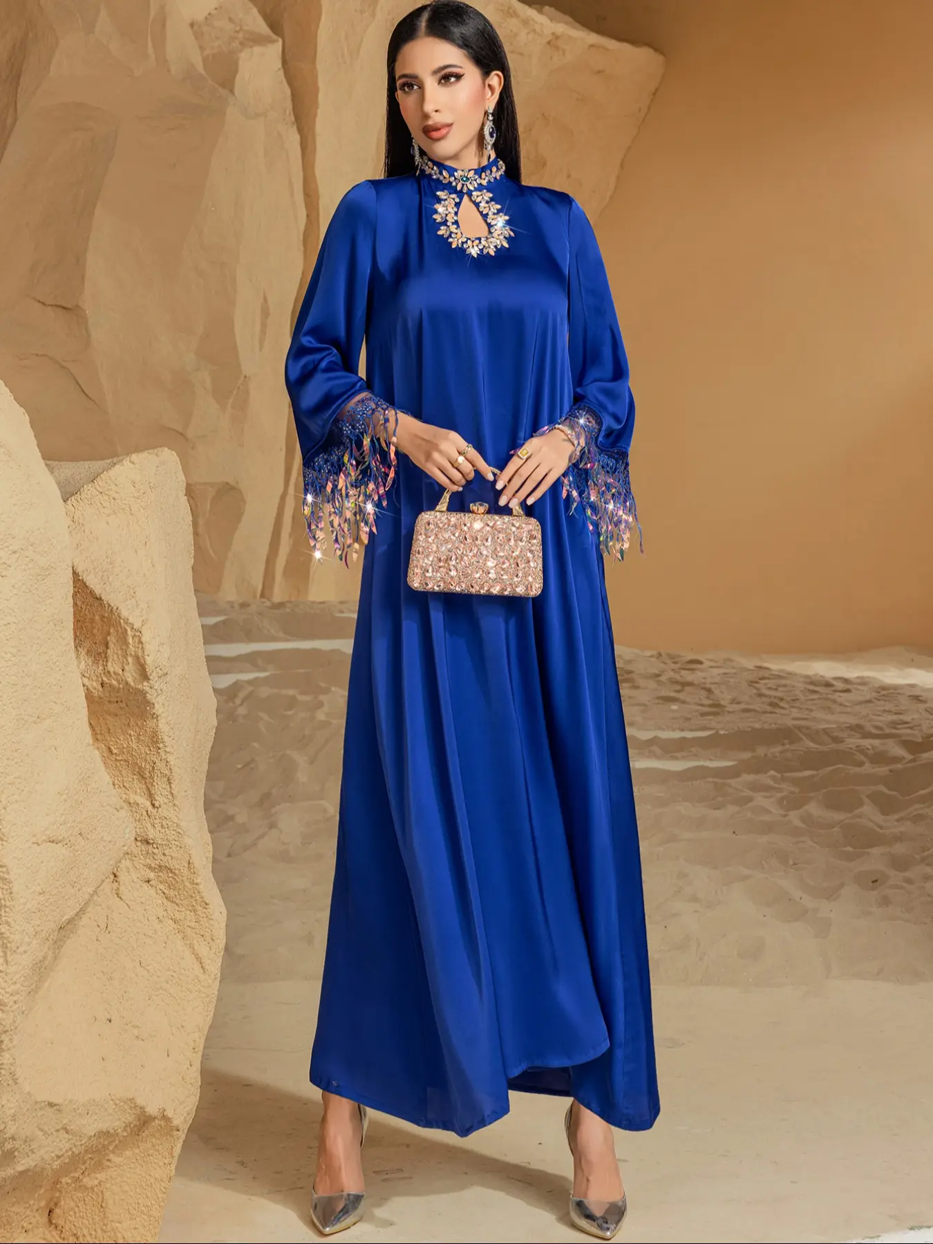 Women's Long Maxi Dress, Long Sleeves, Hollow Out Design, Three Colors Available, Elegant Formal Party & Casual Wear, Comfortable Fit, Stylish Fashion