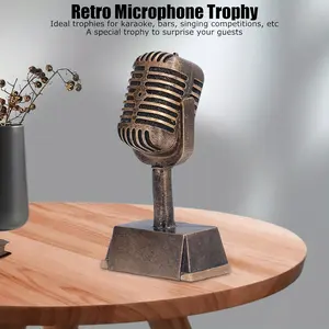 Award Trophy, Music Trophy, Desktop Music Trophy, Family Singing Trophy, Synthetic Resin Decorative Microphone Family Singing Competition Desktop Ornament, Microphone Trophy, Figurine