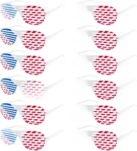 American Flag USA Patriotic Design Plastic Shutter Glasses Shades Sunglasses Eyewear for Party Props, Decoration (12 Pairs)