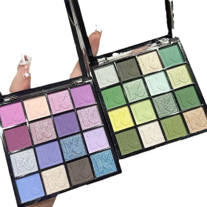 16-color eyeshadow with matte and shimmer finishes, colorful eyeshadow for beginners