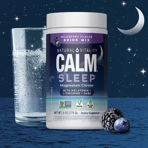 CALM Sleep with Melatonin Powder - Magnesium Citrate with Melatonin, L-Theanine, and Gaba - Wildberry Flavor Drink Mix - 6 oz (170 g) Powder