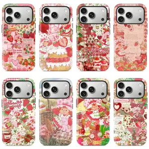 Aesthetic Strawberry Shortcake Collage Phone Case - Durable TPU Casing, Protective, Shockproof Cover for iPhone 17/16/15/14/13/12/11 Pro Max Plus, Slim Lightweight with Vibrant UV Print (Mobile Phone Accessory)