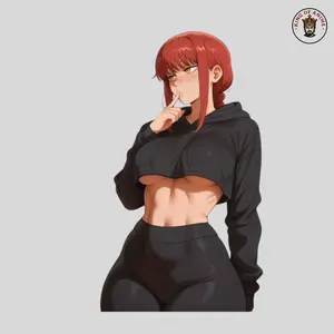 Red Hair Anime Waifu Vinyl Sticker, Cute Hoodie Girl Decal, Laptop Car Window Gamer Gift Kawaii