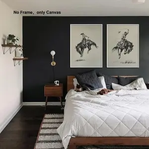 Western Cowboy Pattern Unframed Painting, 2 Counts/set Modern Canvas Wall Art, Wall Art Decoration, Wall Decor for Home Living Room Bedroom Office, Ornaments