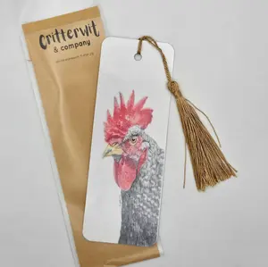 Critterwit & Company Mr. Rooster Bookmark - 2x6 Inches Farm-Themed Laminated Bookmark with Shiny Gold Tassel for Book Lovers