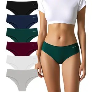 Womens Underwear Cotton Panties Soft Low Waist Hispter Breathable Stretch Ladies Bikini Underwear 6 Pack