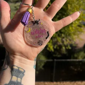 Witchy Vibes Glitter Acrylic Keychain