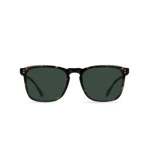 RAEN WILEY-Brindle Tortoise Green Polarized-54 Lightweight Masculine Square Sunglasses for Round or Oval Face Shapes