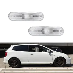 2PCS Chrome Front/Rear Bumper Side Marker lamps Light For 2002 2003 2004 2005 Honda Civic Si EP3 3DR,Replace OEM 33601-S5T-A01, 33601 S5T A01, 33601S5TA01; 33801-S5T-A01, 33801 S5T A01, 33801S5TA01