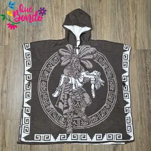 Poncho Fleeced with Hoodie Que Bonito Mexican and Fashion
