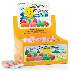 Gerrit Satellite Wafers Flying Saucers 240ct - Crunchy Thin Wafer with Sweet Sprinkles - 240 Count Box Snack Candy Vegetable Salt