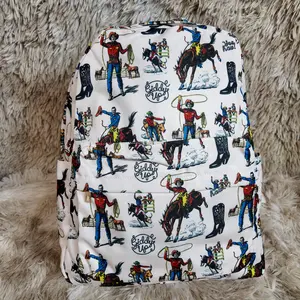 Boots horse rodeo printed backpack western kids book bag