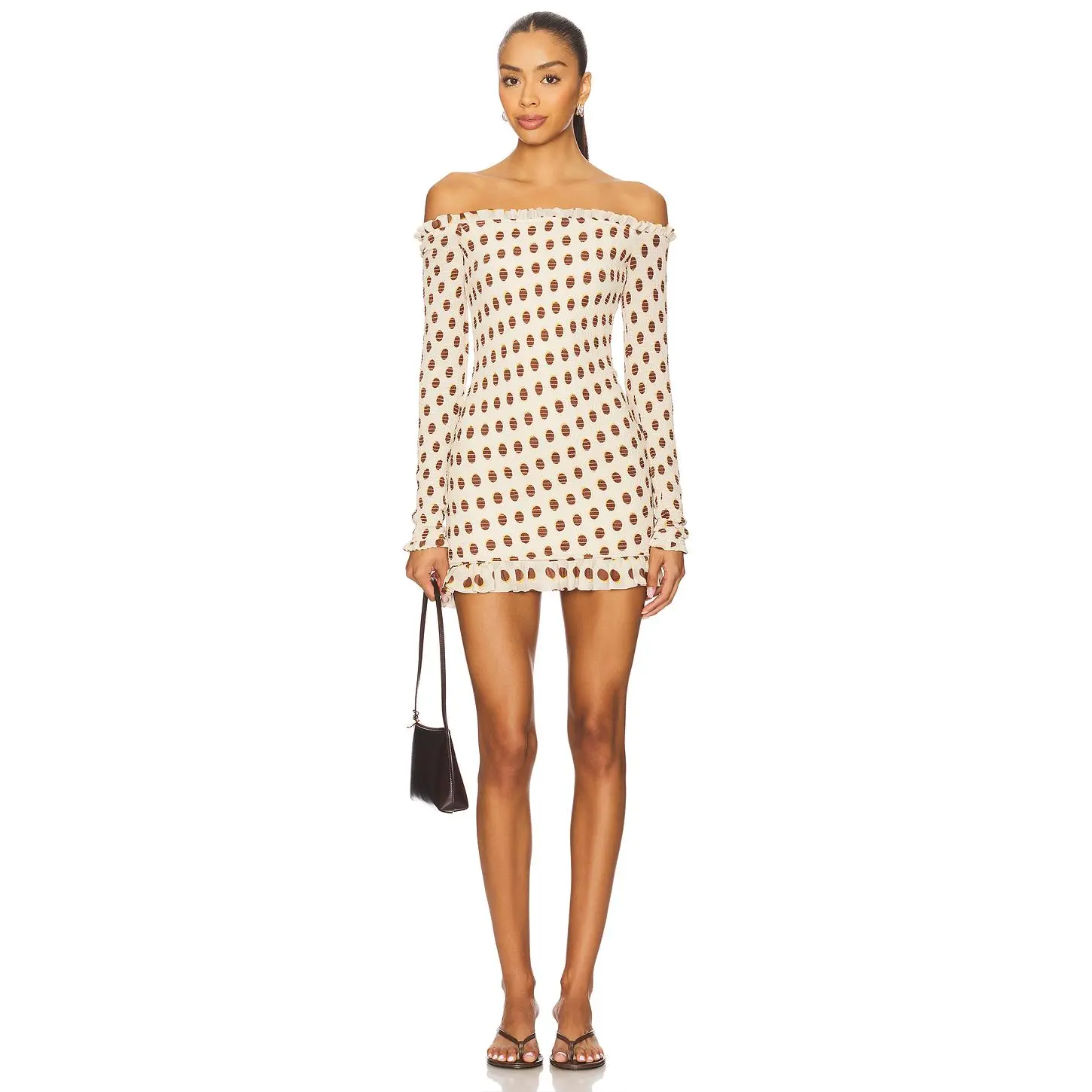 AFRM Peck Dress in Gold Halo Dot