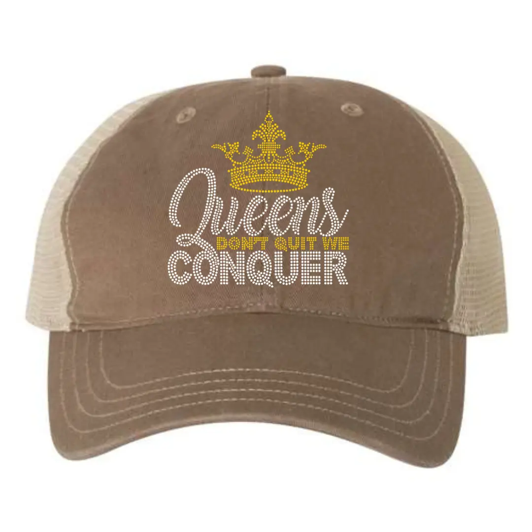Queens Don't Quit We Conquer Rhinestone Hat Patch (3 Patches)