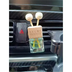 4Packs 8ml Empty  Air Freshener Vent Clip, Clear Glass Essential Oil Diffuser Vent Outlet Auto Perfume  Bottle Vials  Ornament Decor