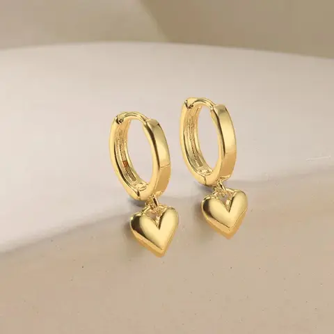 Women's Elegant Heart Design Dangle Earrings As Gift for Girlfriend, Plain Trendy Drop Earrings for Women Girl, Fashionable Matching Jewelry As Gift without Box, Earrings Dangling