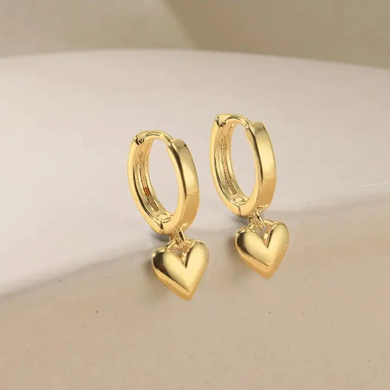 Women's Elegant Heart Design Dangle Earrings As Gift for Girlfriend, Plain Trendy Drop Earrings for Women Girl, Fashionable Matching Jewelry As Gift without Box, Earrings Dangling