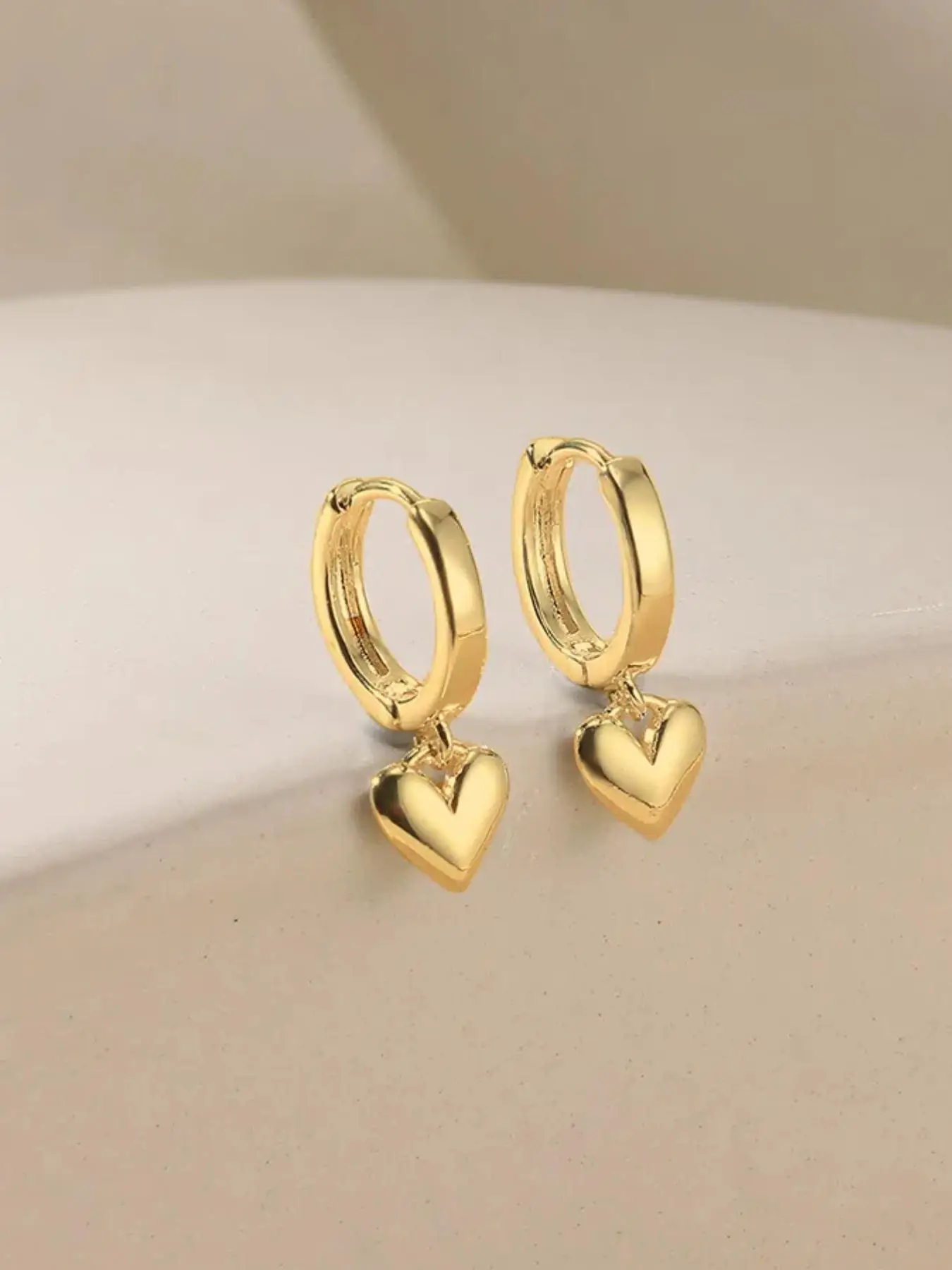 Women's Elegant Heart Design Dangle Earrings As Gift for Girlfriend, Plain Trendy Drop Earrings for Women Girl, Fashionable Matching Jewelry As Gift w