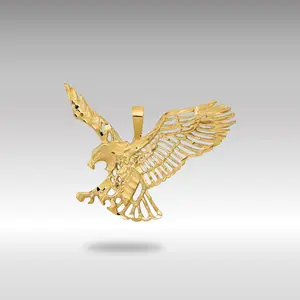 14K Gold Extra Large Hunting Eagle Charm - Model C1216