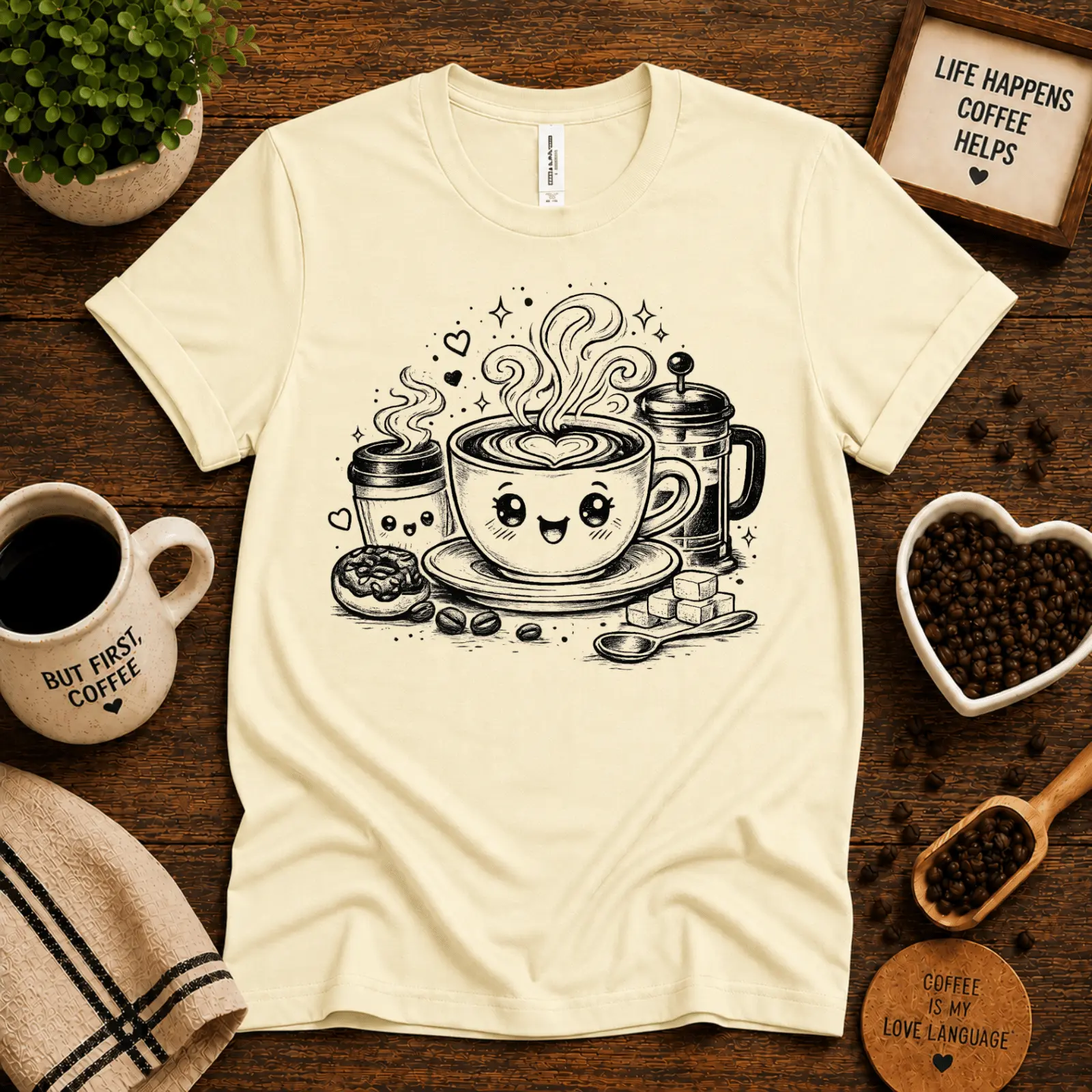 Happy Coffee | Coffee Graphic T-Shirt