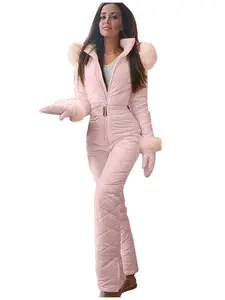 Women'S Full-Zip Hooded Ski Suit - Winter Warmth Snow Sports Jumpsuit with Full-Zip Front Closure, Full Coverage & Zippered Pockets - Windproof & High Quality Ski Jacket for Alpine, freestyle, and winter hiking - Easy On/Off Design for Beginners & E