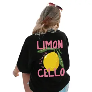 Women's Lemon & Letter Print Round Neck Tee, Casual Cute Fits Short Sleeve Crew Neck T-shirt for Summer, Fashion Women's Top for Daily Wear, Crewneck Tshirt, Summer Clothes Women, Casual Comfy Top