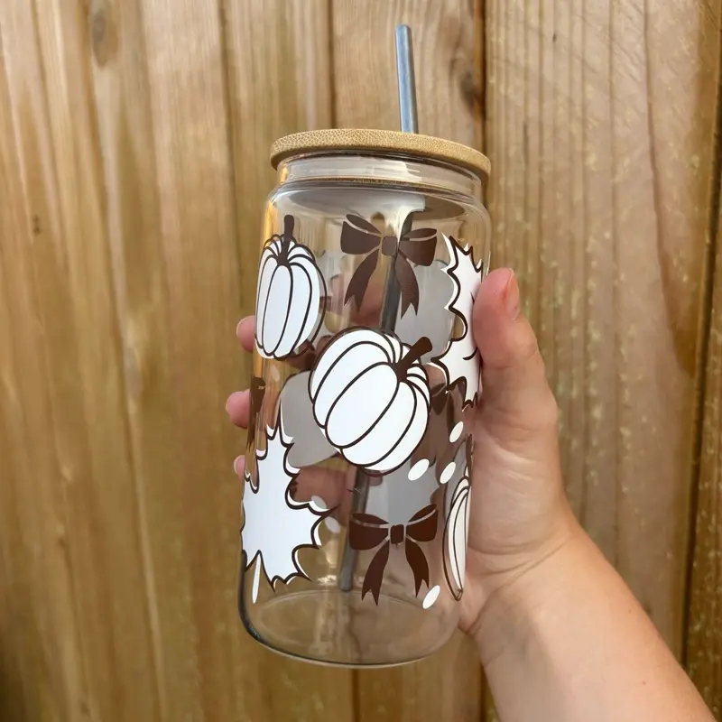 Fall & Halloween Glass Coffee & Matcha Cup