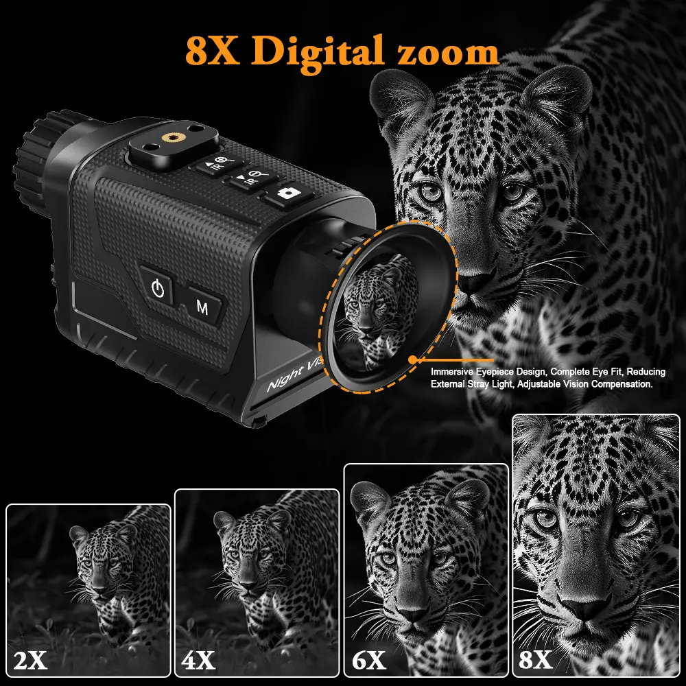 Compact 4K Infrared Nvg Goggles, 8x Digital Zoom, 400m Range, Hand-Free Design, Rechargeable Battery, Ideal for Dark Conditions
