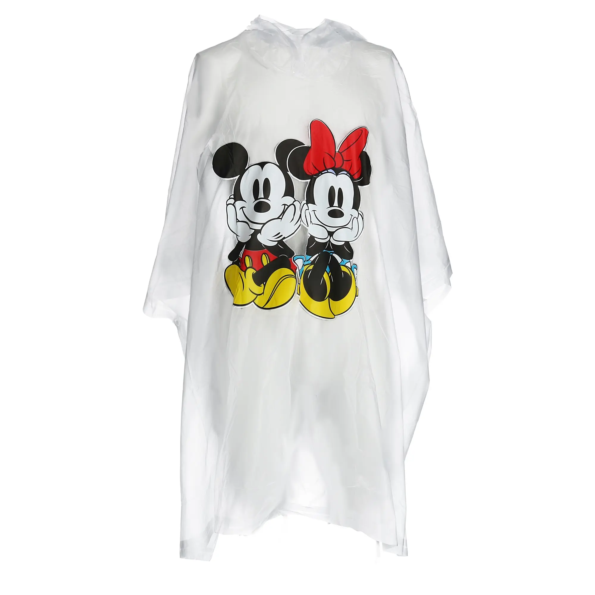 Disney Mickey and Minnie Mouse 1-Piece Male Spring Rain Poncho - One Size, Soft Fabric Raincoat for Home Use