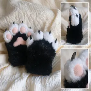 Party Accessories Gathering Animal Claws Squeaky With Nails Furry Cosplay Claws Gloves COS Cat Claws Cute Plush Finished Props Gloves Playful Fun