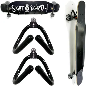 2 Pack Universal Skateboard Wall Mount Rack.Horizontally/Vertically Wall Mounted Storage - Fits Virtually All Cruiser Boards, Skateboards, Penny Boards, Longboards,etc (Hardware Included)