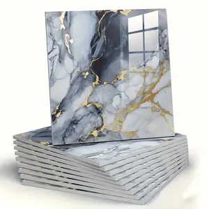 10/20Pcs Self-Adhesive Glossy Marble Sheets - Peel & Stick Waterproof PVC Ceramic Layers Suitable Backsplash, Bathroom, Living Room Walls - Installation,Modern Marble Patterns (UV Printed)11.8*11.8inch