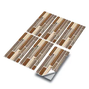 Vintage Wood Grain Tile Sticker, 6/12/24pcs Self-adhesive Waterproof Kitchen Oil Resistant Sticker Tiles, Suitable for Bedroom, Office, Kitchen, Bathroom