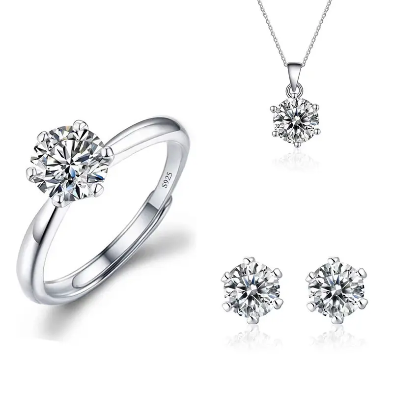 Classic Six Claws 1 Carat Three Piece Se