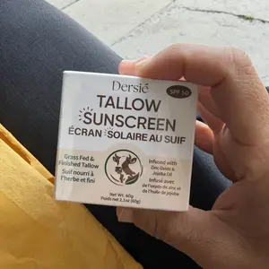 Dersie Tallow Sunscreen SPF 50 – Mineral UV Defense with Non-Nano Zinc Oxide – Face & Body Sun Protection for Adults & Kids – 100% Grass-Fed Beef Tallow for Moisture Retention & Skin Comfort (2.1 oz)