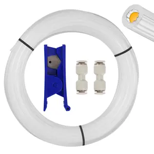 Upgraded PTFE Tube 5M/16.4ft, Low Resistance -Shaped Inner with 2 Couplers 1 Tubing  for Ultra Smooth Flow High Temp 260?C, for Bambu lab X1/ X1C/ P1P/ P1S/ A1/ A1 Mini FDM  Printer