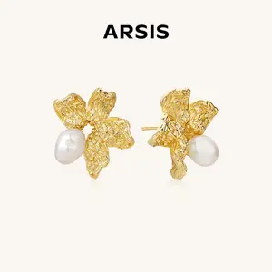 Innocence Age-Baroque Pearl Five-Petal Flora Studs [ARSIS JEWELRY]
