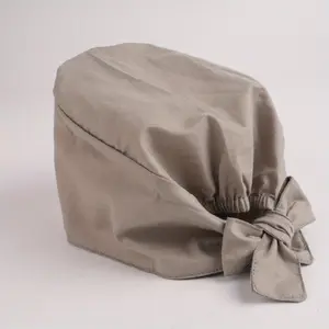 Gray Cotton Surgical Cap with Tie Back Strap, Solid Color, Premium Soft Cotton Fabric,Spring Gifts