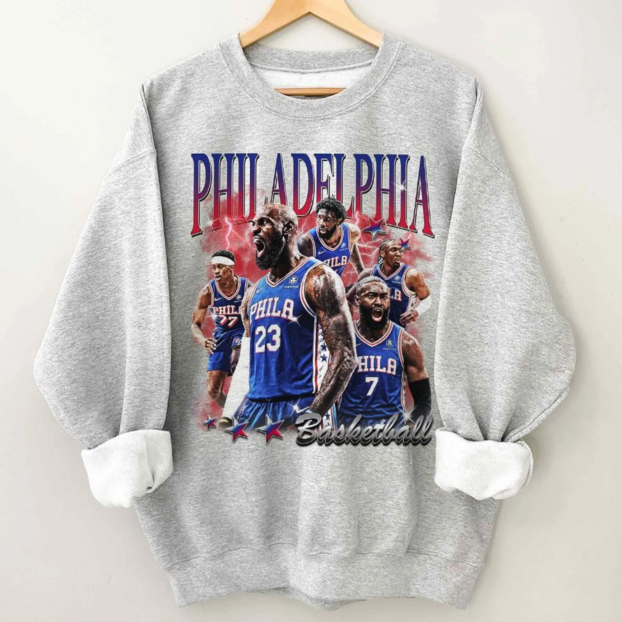 Vintage LeBron James Bootleg Rap Sweatshirt, Philadelphia Basketball Sixers Sweatshirt, Funny Retro Football Gift Unisex