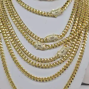 6MM Necklace Stainless Steel 14K Gold Plated Chain for Men Women