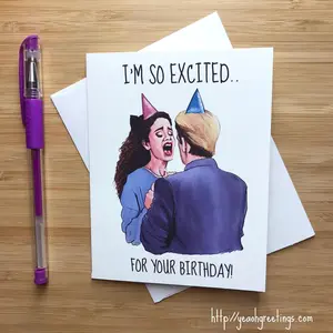 Funny 'Im so excited" Birthday Card, Cute birthday card for Her, Girlfriend Birthday, Handmade Birthday Cards, Internet Memes, Funny bday