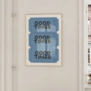 Good Times Ticket Print Blue Trendy Wall Art Prints Retro Wall Art Aesthetic Prints Retro Decor Trendy Printable Art Digital Prints