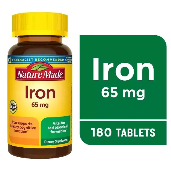 Nature Made Iron 65 mg Tablets - Dietary Supplement for Red Blood Cell Support - 180 Tablets, 180 Day Supply - Healthcare, Vitamin