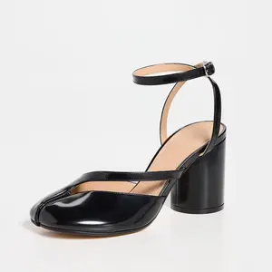 Women's Chunky Block High Heels Split Toe Pumps Ankle Strap Japanese Tabi Shoes Slingback Heels Tabi Shoes Comfort Dress Heeled Sandals