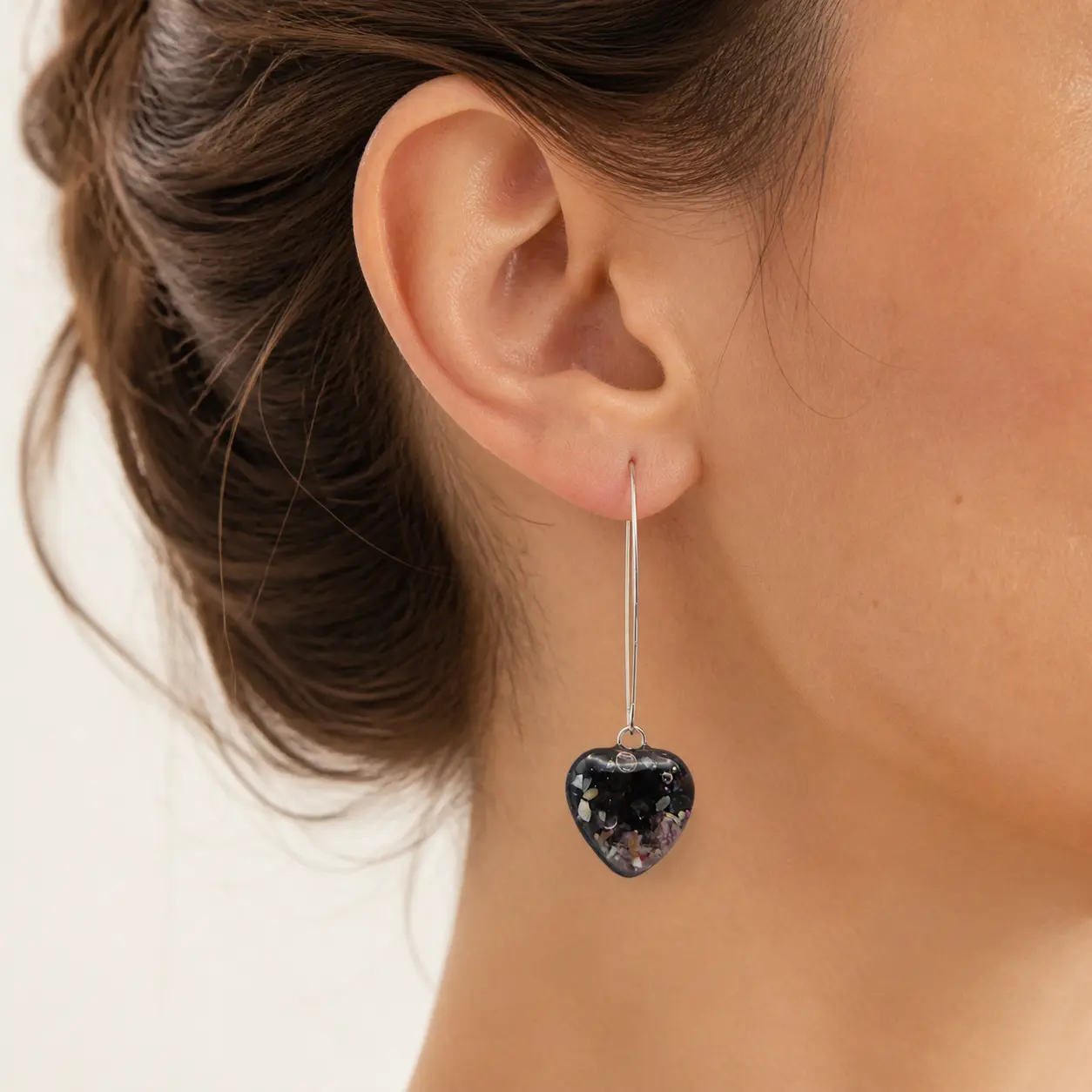 Sacred Heart Full Enhydro Amethyst & Moonstone Heart Earrings