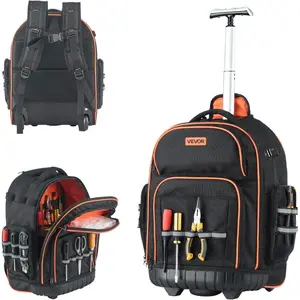 VEVOR 18 Rolling Tool Bag, 110lbs Load Capacity, 25Pockets Heavy Duty Roller Tool Bag w/Adjustable Telescoping Handle Stable Base, Toolbag Organizers with Wheels for Electrician, ConstructionVEVOR Super Brand Day