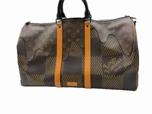 Pre-owned Louis Vuitton Coated Canvas Backpacks Keepall Bandoulière 50 Giant Damier Ebene Duffle Bag 106 2600038790034