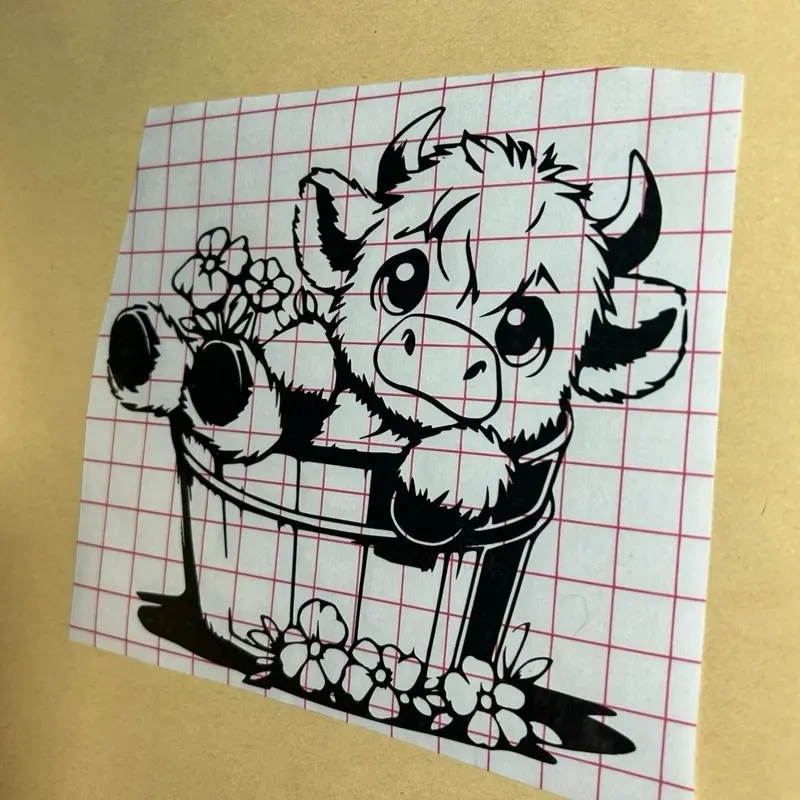 Highland cow in tub/ bucket  Decal/Truck decal/Car decal/
