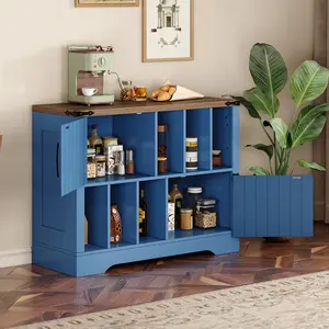 39 Inch Farmhouse Vinyl Record Storage Cabinet with 2 Barn Doors – Holds 450 Albums, 6 Open Cubes, Large Wood Media Console & Turntable Stand for Living Room, Bedroom, Office