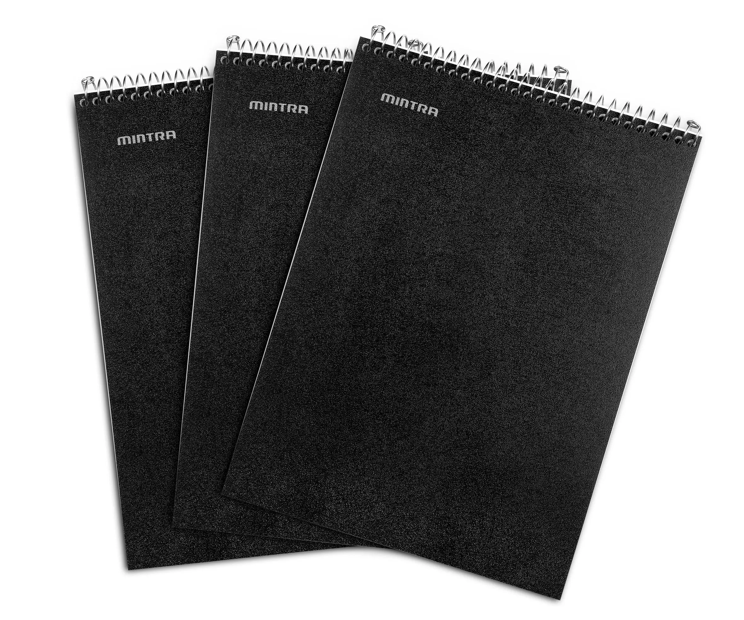 Top Bound Spiral Notebook (Black, College Ruled 3pack)